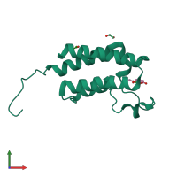 PDB entry 5pb9 coloured by chain, front view.
