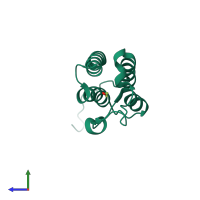 PDB entry 5pca coloured by chain, side view.