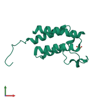 PDB entry 5pcb coloured by chain, front view.