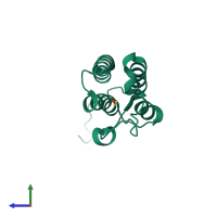 PDB entry 5pci coloured by chain, side view.