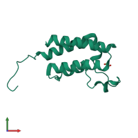 PDB entry 5pe6 coloured by chain, front view.