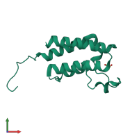 PDB entry 5pf8 coloured by chain, front view.