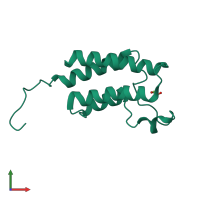 PDB entry 5pfb coloured by chain, front view.