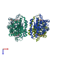 PDB entry 5pgv coloured by chain, top view.