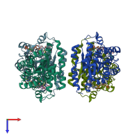 PDB entry 5pgw coloured by chain, top view.