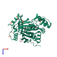 PDB entry 5ph1 coloured by chain, top view.