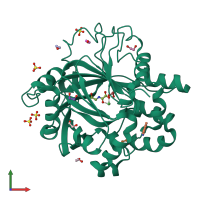 PDB entry 5ph3 coloured by chain, front view.