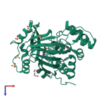 PDB entry 5ph5 coloured by chain, top view.