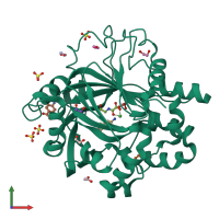 PDB entry 5phb coloured by chain, front view.