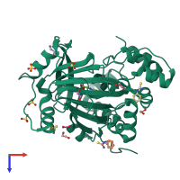 PDB entry 5phf coloured by chain, top view.