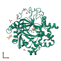 PDB entry 5phg coloured by chain, front view.