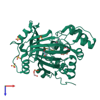 PDB entry 5phh coloured by chain, top view.