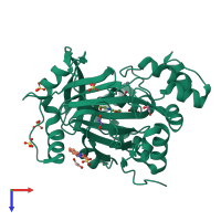 PDB entry 5phi coloured by chain, top view.