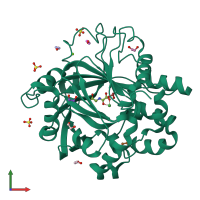 PDB entry 5php coloured by chain, front view.