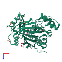 PDB entry 5pht coloured by chain, top view.