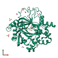 PDB entry 5phu coloured by chain, front view.