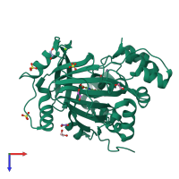 PDB entry 5phv coloured by chain, top view.