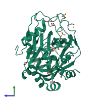 PDB entry 5phz coloured by chain, side view.