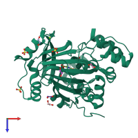 PDB entry 5phz coloured by chain, top view.