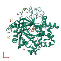 PDB entry 5pi2 coloured by chain, front view.