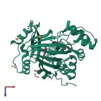 PDB entry 5pi5 coloured by chain, top view.