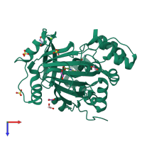 PDB entry 5pib coloured by chain, top view.