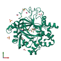 PDB entry 5pif coloured by chain, front view.