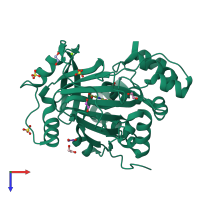 PDB entry 5pih coloured by chain, top view.