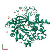 PDB entry 5pip coloured by chain, front view.