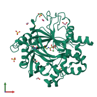 PDB entry 5piw coloured by chain, front view.