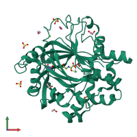 PDB entry 5piz coloured by chain, front view.