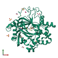 PDB entry 5pj7 coloured by chain, front view.