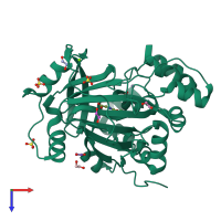 PDB entry 5pj7 coloured by chain, top view.