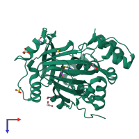 PDB entry 5pja coloured by chain, top view.