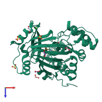 PDB entry 5pjg coloured by chain, top view.