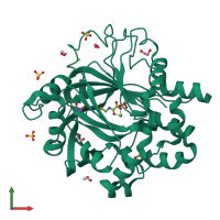 PDB entry 5pji coloured by chain, front view.