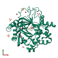 PDB entry 5pjq coloured by chain, front view.