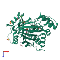 PDB entry 5pjr coloured by chain, top view.