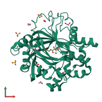PDB entry 5pjw coloured by chain, front view.