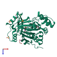 PDB entry 5pk6 coloured by chain, top view.
