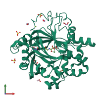 PDB entry 5pkd coloured by chain, front view.