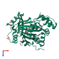PDB entry 5pko coloured by chain, top view.