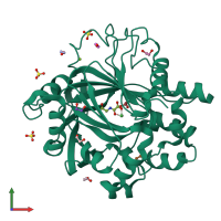 PDB entry 5pku coloured by chain, front view.