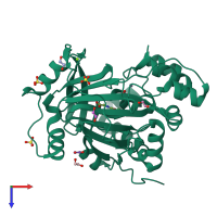 PDB entry 5plc coloured by chain, top view.