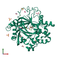 PDB entry 5pld coloured by chain, front view.