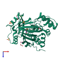 PDB entry 5pld coloured by chain, top view.