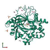 PDB entry 5plq coloured by chain, front view.
