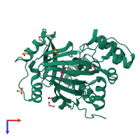 PDB entry 5plx coloured by chain, top view.