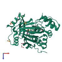 PDB entry 5pm7 coloured by chain, top view.