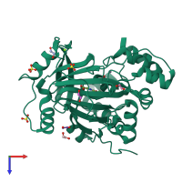 PDB entry 5pmb coloured by chain, top view.